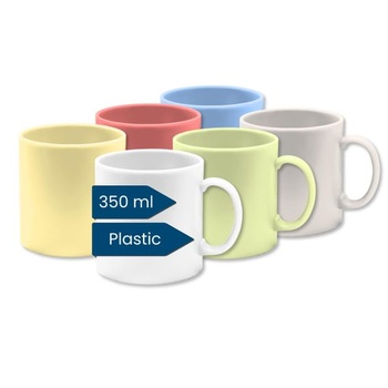 Plastové hrnčeky na kávu (sada 6 kusov, veľké, rôzne farby, 350 ml) Viacfarebné 350 ml (veľké)