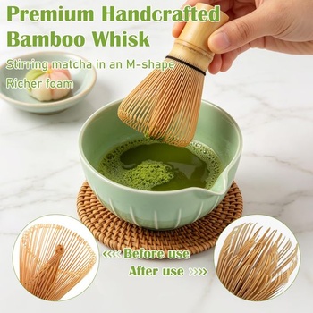 APACALI 8dielna sada na Matcha, metla na Matcha, miska na Matcha s nalievačom, ružová sada na Matcha,