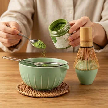 APACALI 8dílná sada na Matcha, metla na Matcha, miska na Matcha s nalévačem, růžová sada na Matcha,