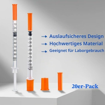 20 kusov plastových skúmaviek s objemom 1 ml/cc (31 g, 6 mm) viacúčelových odmeriek, jednotlivo