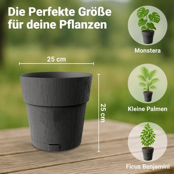 Kigima kvetináč, kvetináč, sada 3 kusov, samozavlažovacia nádrž na vodu, 100% recyklovaný plast,