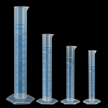 4 kusy odměrných válců 10 ml, 25 ml, 50 ml a 100 ml