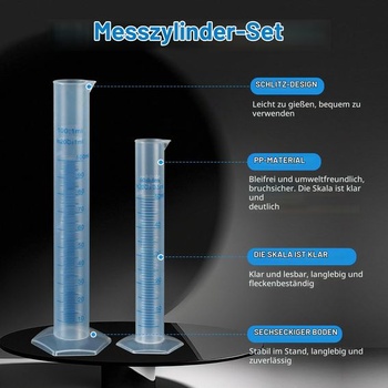 4 kusy odměrných válců 10 ml, 25 ml, 50 ml a 100 ml