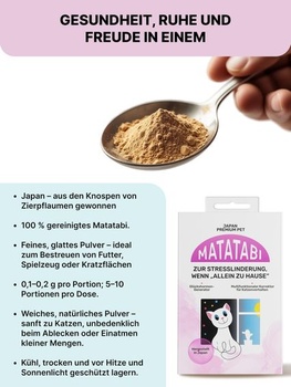Prášek Matatabi pro kočky | Alternativa k šantě kočičí | Úleva od stresu, když jste sami doma