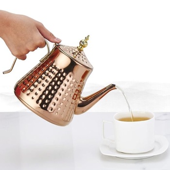 SANQIAHOME 1,2 l (40 oz) Kanvica na čaj s nerezovým kladivkovým vzorom, s vložkou sitka, s rukoväťou