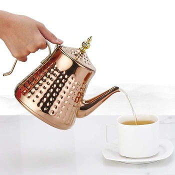 SANQIAHOME 1,2 l (40 oz) Konvice na čaj s nerezovým kladívkovým vzorem, s vložkou sítka, s rukojetí