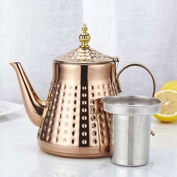 SANQIAHOME 1,2 l (40 oz) Kanvica na čaj s nerezovým kladivkovým vzorom, s vložkou sitka, s rukoväťou