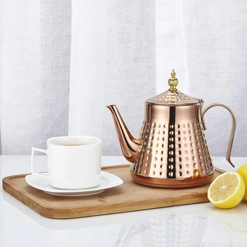 SANQIAHOME 1,2 l (40 oz) Konvice na čaj s nerezovým kladívkovým vzorem, s vložkou sítka, s rukojetí