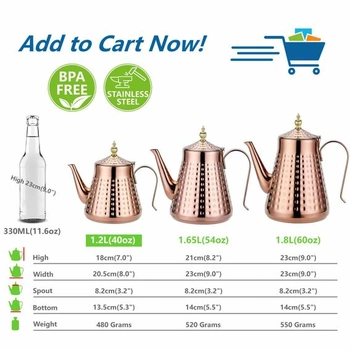 SANQIAHOME 1,2 l (40 oz) Konvice na čaj s nerezovým kladívkovým vzorem, s vložkou sítka, s rukojetí