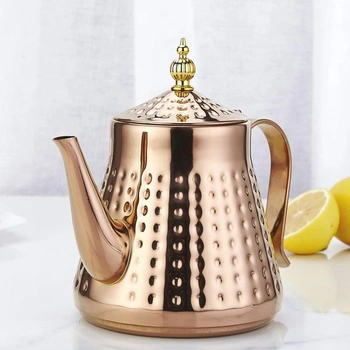 SANQIAHOME 1,2 l (40 oz) Konvice na čaj s nerezovým kladívkovým vzorem, s vložkou sítka, s rukojetí