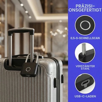 Visací zámek s otiskem prstu, dobíjecí USB-C bezklíčový zámek, bezpečnostní zámek IP56, zámek proti