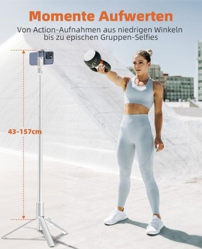 158cm stativ na telefon, selfie tyč vše v 1 s dálkovým ovládáním