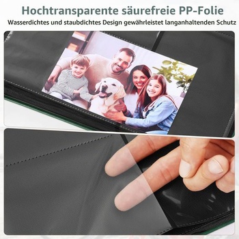 Fotoalbum 10x15 cm, 600 fotografií, vkládací album z imitace kůže s elegantní ražbou, tmavě zelené