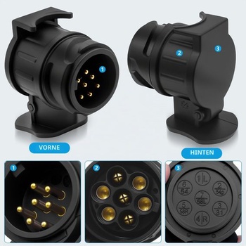 Adaptér YESLUSY z 13 na 7 pinov, 12V adaptér pre zásuvku prívesu z 13 na 7 pinov, vodotesný, pre