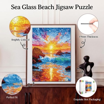 1000dielne puzzle, Pláž Sea Glass, klasické puzzle pre dospelých