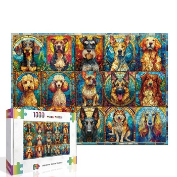 1000dielne puzzle, klasické puzzle pre dospelých, pes z morského skla