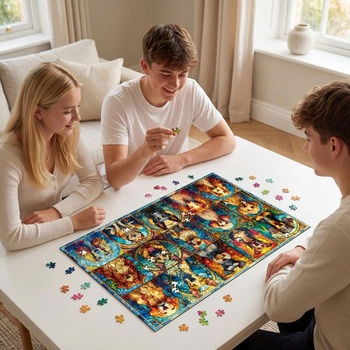 1000dílné puzzle, klasické puzzle pro dospělé, pes z mořského skla