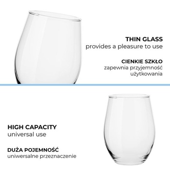 TREND FOR HOME Sklenice na víno bez stopky, 580 ml, Sada 6 kusů, Sklenice na víno bez stopky,