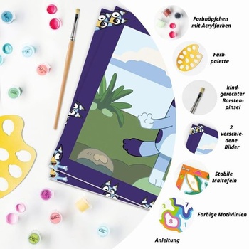 Ravensburger — CreArt Junior — Číslo na maľovanie — Bluey — Súprava na maľovanie číslami — Vek 5+ — 25573