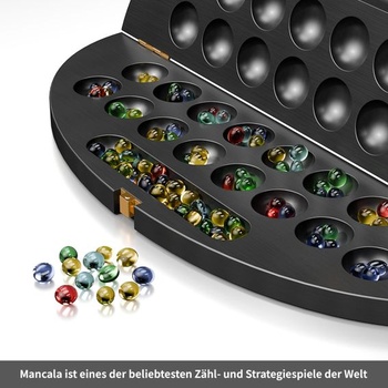 Kalaha - Vysoce kvalitní hra s oblázky pro 2 hráče, luxusní sada Mancala: Skládací hrací deska z