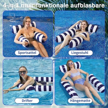 Plávajúce hojdacia sieť k bazénu, vodná hojdacia sieť 4 v 1, nafukovací matrac, vodné kreslo, vodné