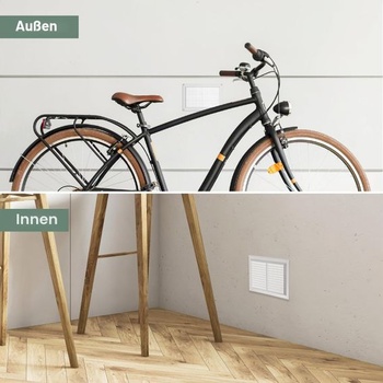 Vetracie systémy 250 x 170 mm Biela obdĺžniková vetracia mriežka, plastový kryt s protihmyzovou sieťou,