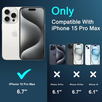 Pouzdro pro iPhone 15 Pro Max, ochranné TPU pouzdro s magnetickým zapínáním, včetně 2 ochranných