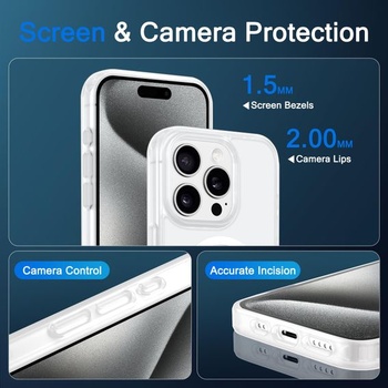 Pouzdro pro iPhone 15 Pro Max, ochranné TPU pouzdro s magnetickým zapínáním, včetně 2 ochranných
