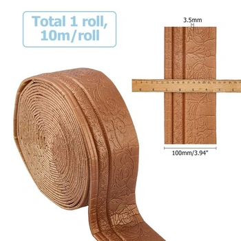 10m BurlyWood samolepicí flexibilní pěnová tapetová lišta, šířka 100 mm, 3D pěnová tapeta, soklová