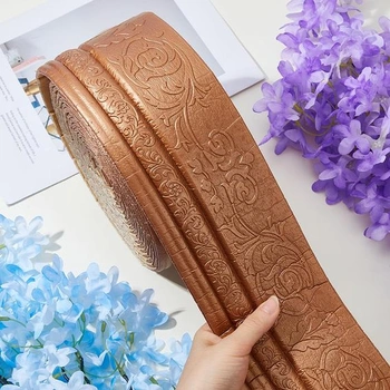 10m BurlyWood samolepicí flexibilní pěnová tapetová lišta, šířka 100 mm, 3D pěnová tapeta, soklová