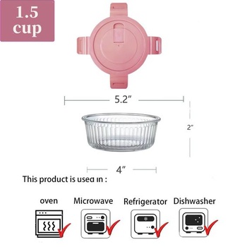 Malé kulaté skleněné nádoby s víčky (1,5 hrnku/370 ml) Sada malých skleněných nádob na potraviny