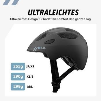 Dětská cyklistická helma 80SIX s certifikací CE, snadno nastavitelná 46-58 cm, matně černá JR/XS