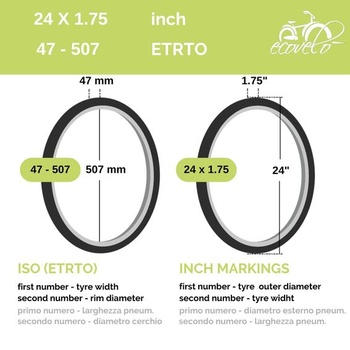 Ecovelò 2 pneumatiky 24 x 1,75 (47-507) čierne gumené pneumatiky, detský mestský bicykel 24” holandský