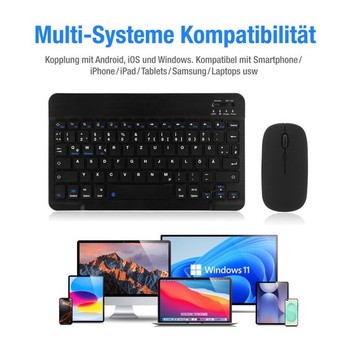 Přenosná Bluetooth klávesnice a myš MAYPHY, dobíjecí mini klávesnice, bezdrátová klávesnice pro