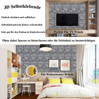 3D nástenné panely, samolepiace, 10 kusov, samolepiaca tapeta, šedá