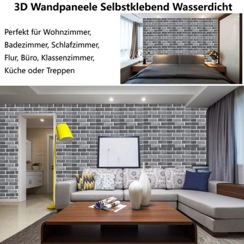 3D nástenné panely, samolepiace, 10 kusov, samolepiaca tapeta, šedá