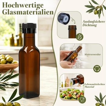 6 fľaštičiek na olej 100 ml, fľaštičky na olivový olej so skrutkovacím uzáverom