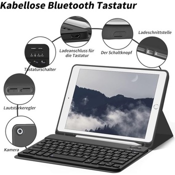 Puzdro s klávesnicou aoub pre iPad 9./8./7. generácie 10,2 palca 2021/2020/2019 čierne