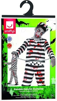 Detský kostým zombie trestanca Smiffys, nohavice, top, klobúk a putá, veľkosť: L, 44326, vek 12+