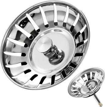 Nerezová vypúšťacia zátka, 82 mm, náhradná zátka do drezu, pre kuchynský drez, 82,3 - 84 mm