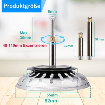 Nerezová vypúšťacia zátka, 82 mm, náhradná zátka do drezu, pre kuchynský drez, 82,3 - 84 mm