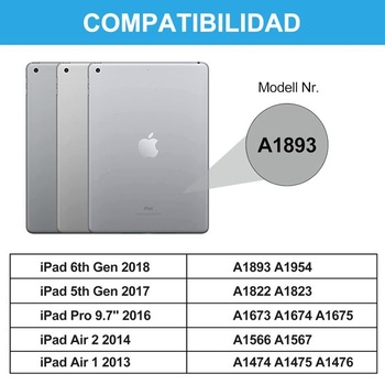 Klávesnice FOGARI pro iPad 6/5 generace 2018/2017, 9,7 palce, Air 2/1 2014/2013, španělská, QWERTY