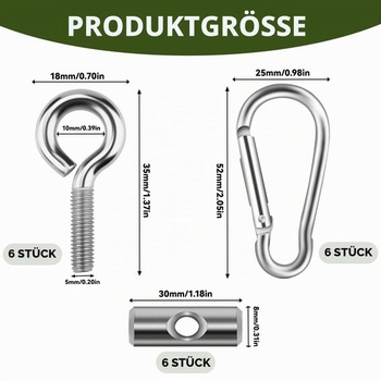 6 kusů zarážek markýzových lišt, zarážky 8-10 mm pro markýzové lišty, háky na markýzové lišty s