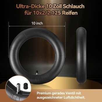 Duša pre elektrokolobežku 10 palcov 10x2/2,125, rovný ventil, dvojito zosilnená ultra tenká, pre