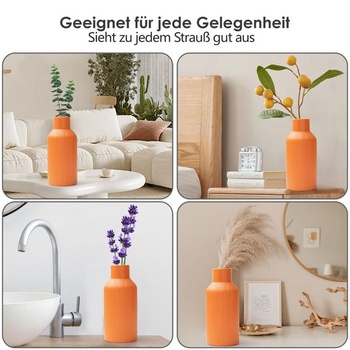 Váza z pampasové trávy, 20 cm, keramická, matně oranžová, kulatá, moderní design pro estetickou