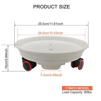 2 vozíky na rastliny s kolieskami, 30cm silný stôl na rastliny s miskou na vodu – nosnosť 36 kg (biela,