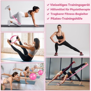 Súprava kruhov na pilates Goocrun s odporovým pásom, loptou na pilates a klznými diskami. Prenosná domáca