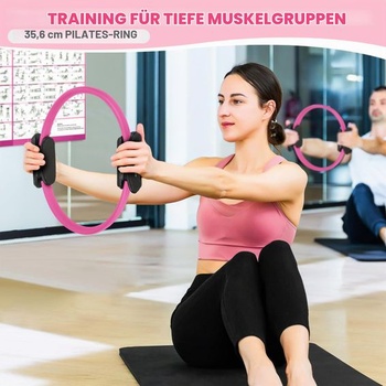 Súprava kruhov na pilates Goocrun s odporovým pásom, loptou na pilates a klznými diskami. Prenosná domáca