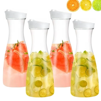 Plastová karafa na vodu, sada 4 kusov, 1l PET plastové…