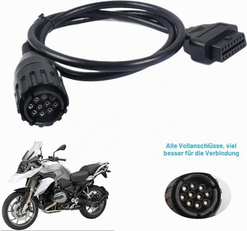 10-pinový OBD konektor pre motocykle kompatibilný s adaptérom OBD2 z 10-pinového na 16-pinový konektor